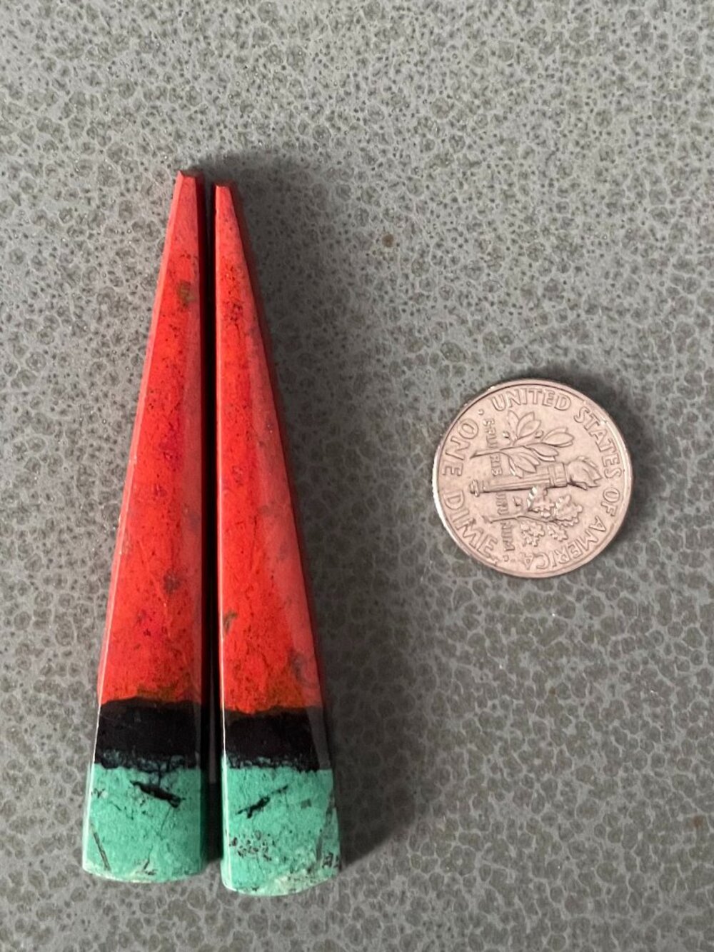 Sonora Sunrise Red Black Turquoise Cabochon Pair